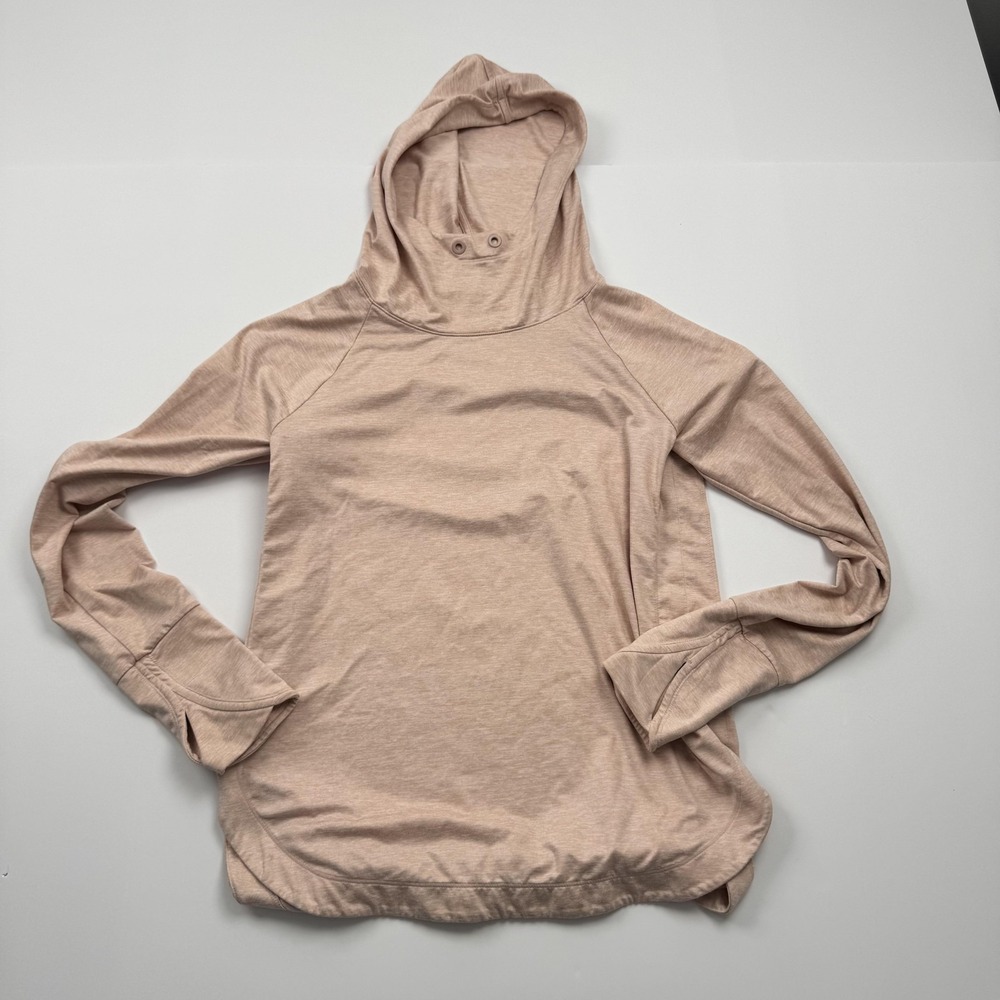 Athleta Hoodie Womens Small Pink Pullover Long Sleeve Lightweight Thumb Holes